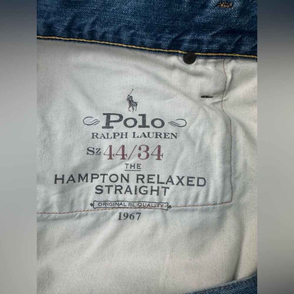Vintage Polo Ralph Lauren Medium Wash Hamptons Relax Straight Denim Jeans 44Bx34 - Picture 9 of 16